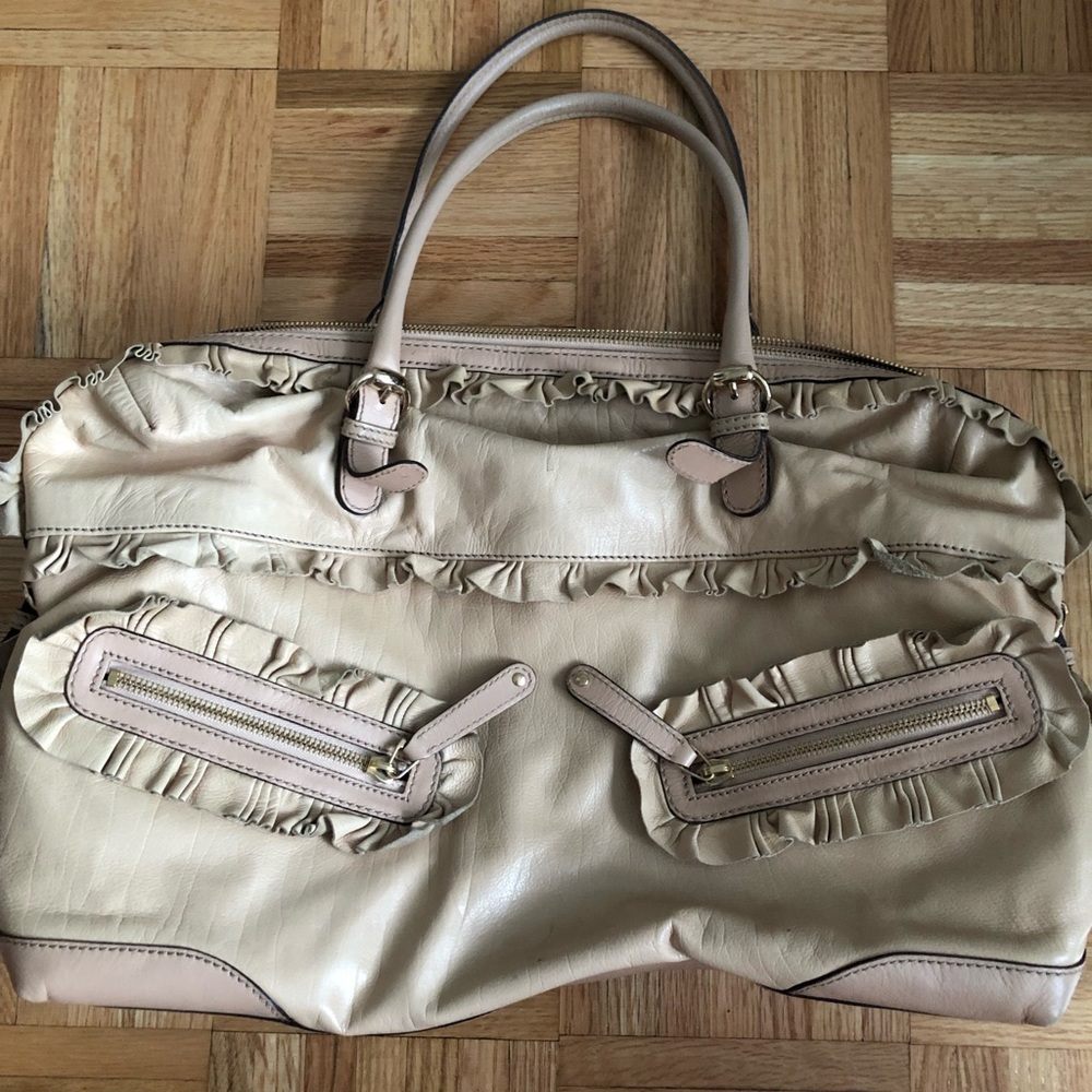 Gucci beige frill big tote bag AUTHENTIC